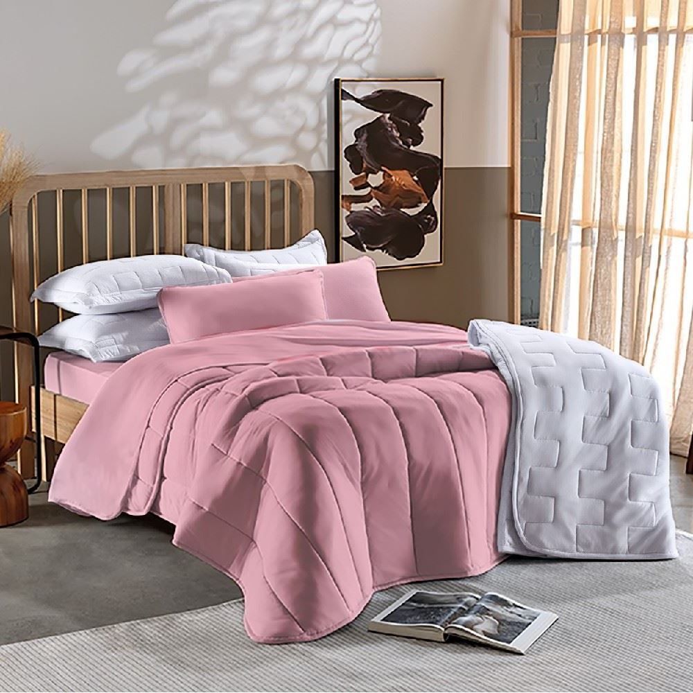 Edredom Queen Malha Dupla Face Havan Casa - Rosa Make
