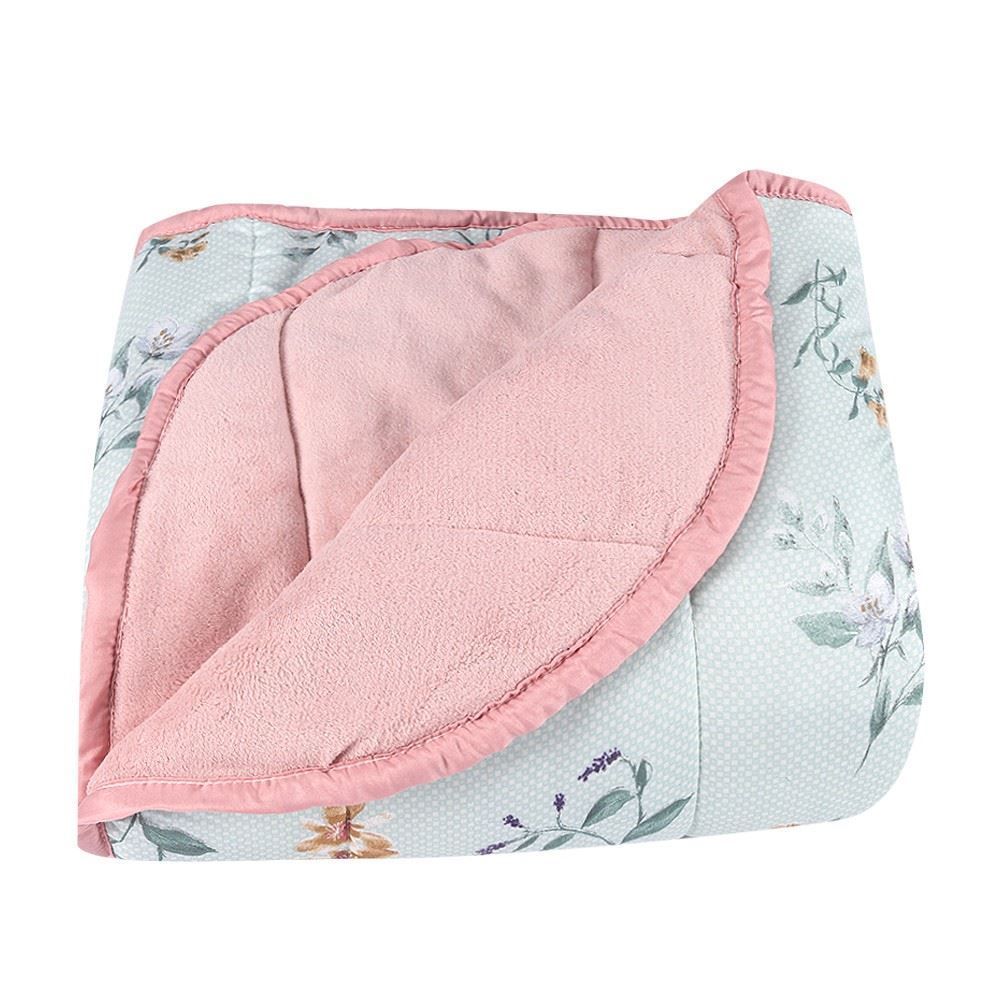 Edredom Queen Plush E Dupla Face Napoli Havan Casa - Floral Verde