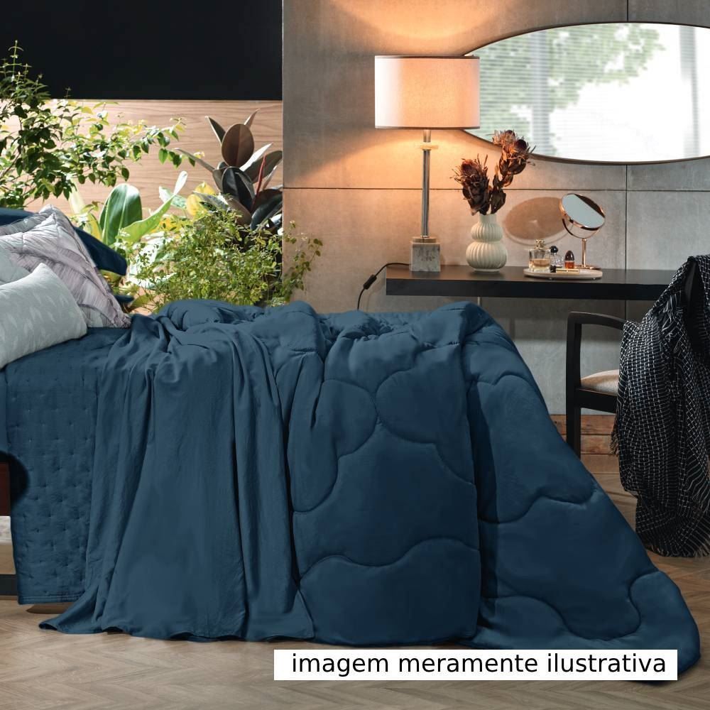 Edredom Solteiro 100% Poliéster Elegance Hedrons 1 Pç - Azul Oceano 