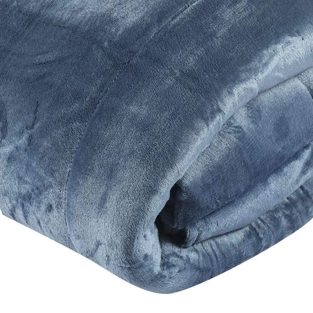 Edredom Solteiro 100% Poliéster Plush Provence Havan Casa - Azul Jeans 