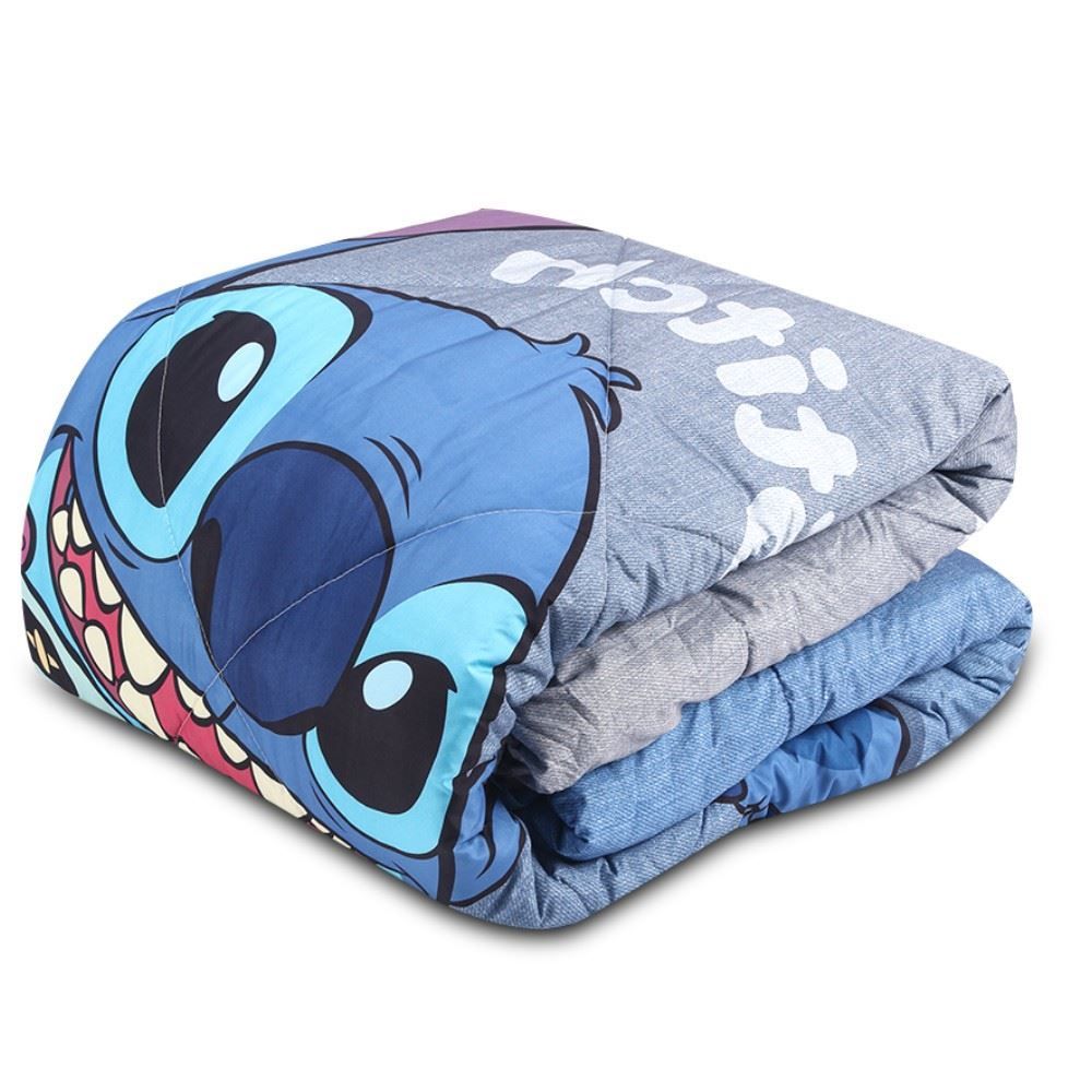 Edredom Solteiro Disney 100% Poliéster Plush Hedrons - Stitch Relax