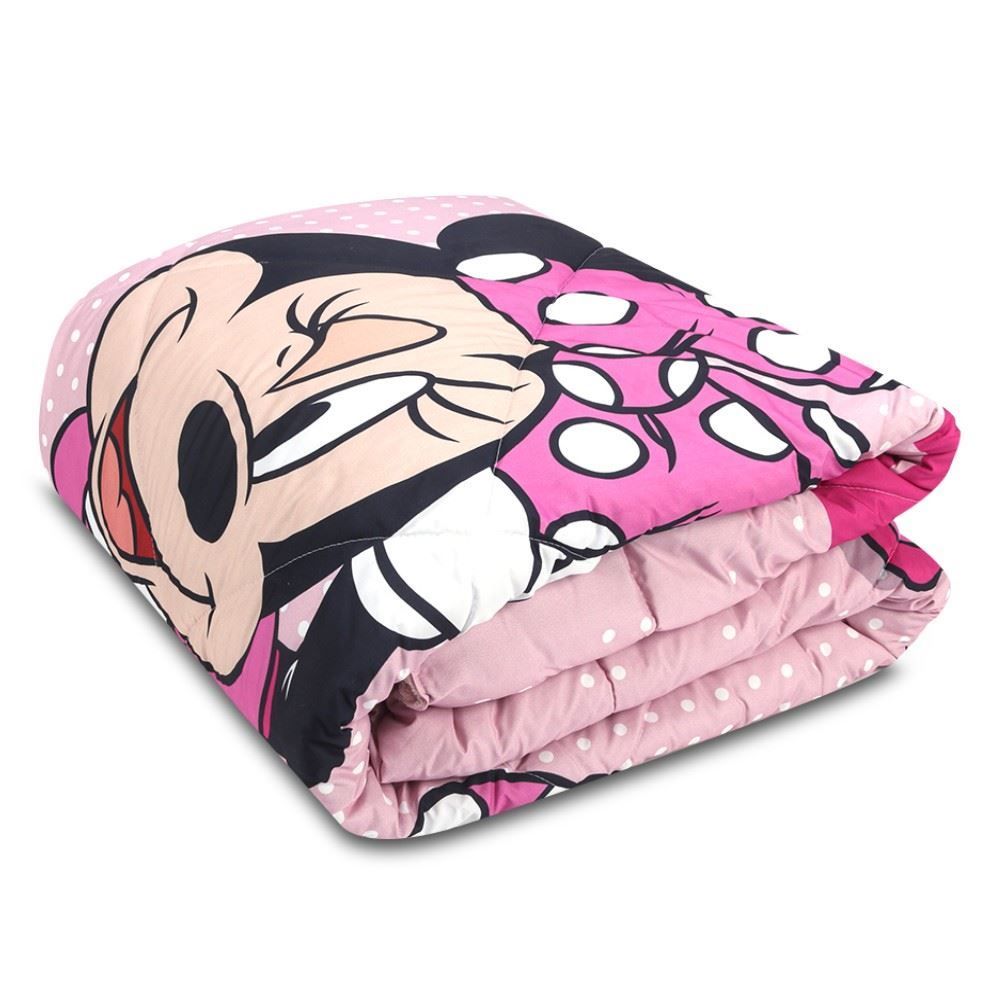 Edredom Solteiro Disney 100% Poliéster Plush Hedrons - Minnie Home