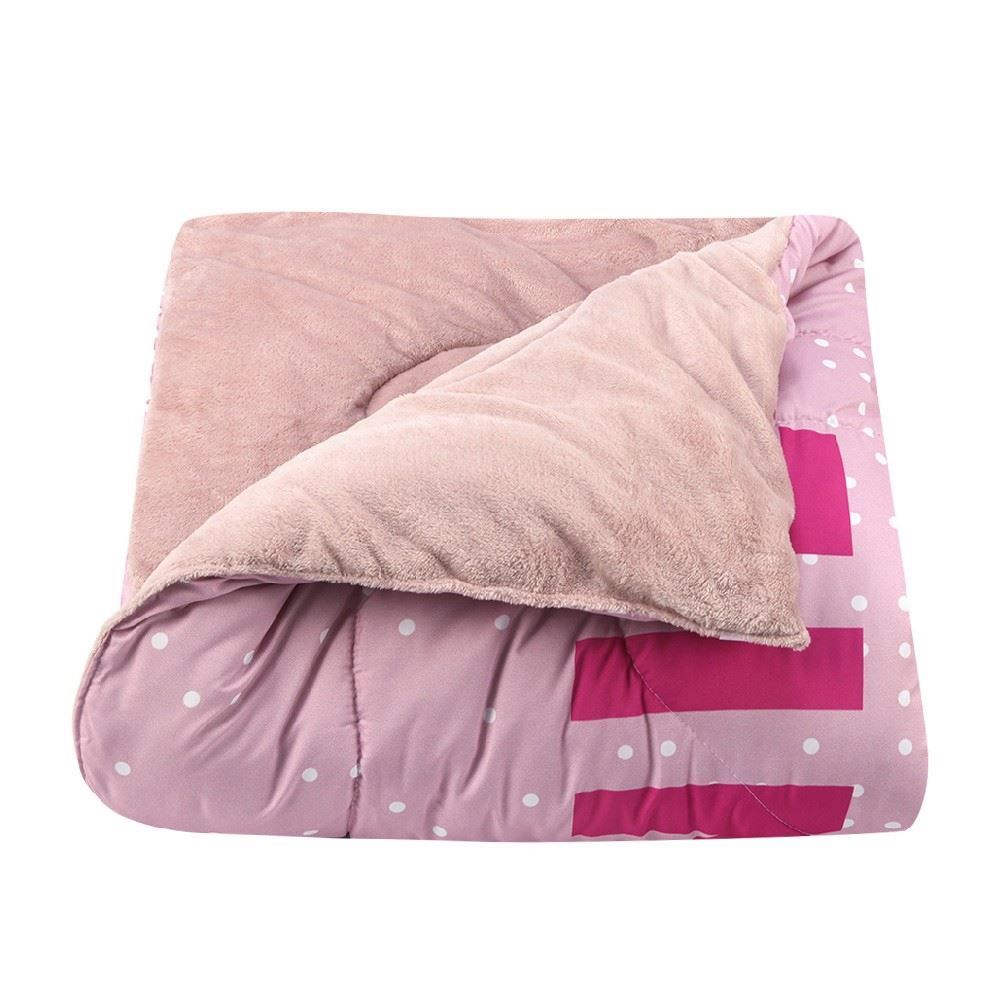 Edredom Solteiro Disney 100% Poliéster Plush Hedrons - Minnie Home