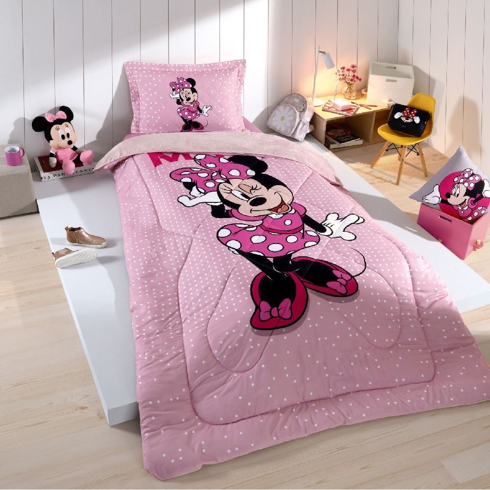 Edredom Solteiro Disney 100% Poliéster Plush Hedrons - Minnie Home