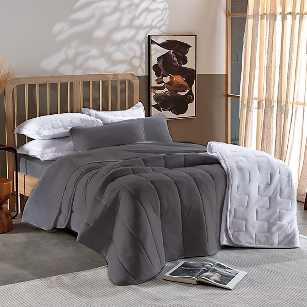 Edredom Solteiro Malha Dupla Face Havan Casa - Cinza