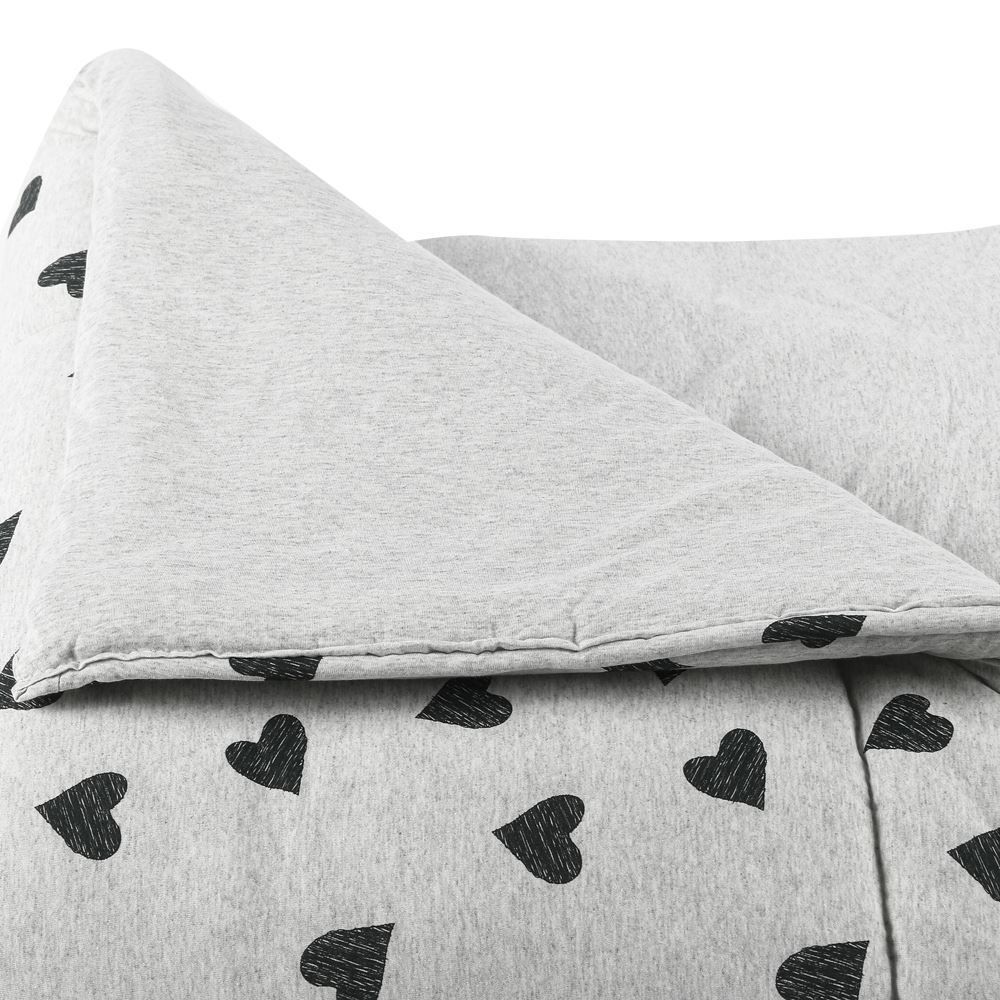 Edredom Solteiro De Malha Urban Confort Havan Casa - Corações Cinza