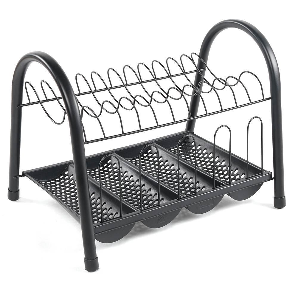 Escorredor Duplo Com Bandeja De Talheres Arthi - Preto