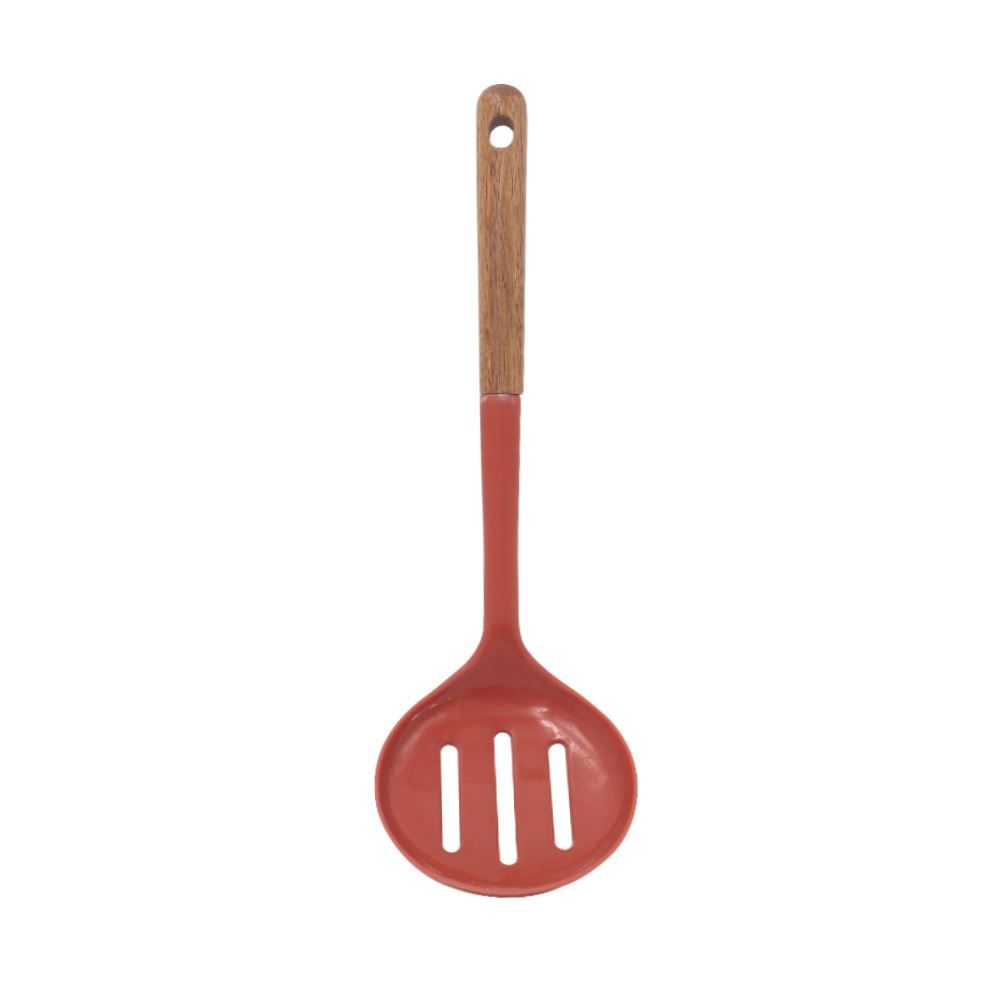 Escumadeira Com Cabo De Madeira Havan Casa 32 Cm - Vermelho