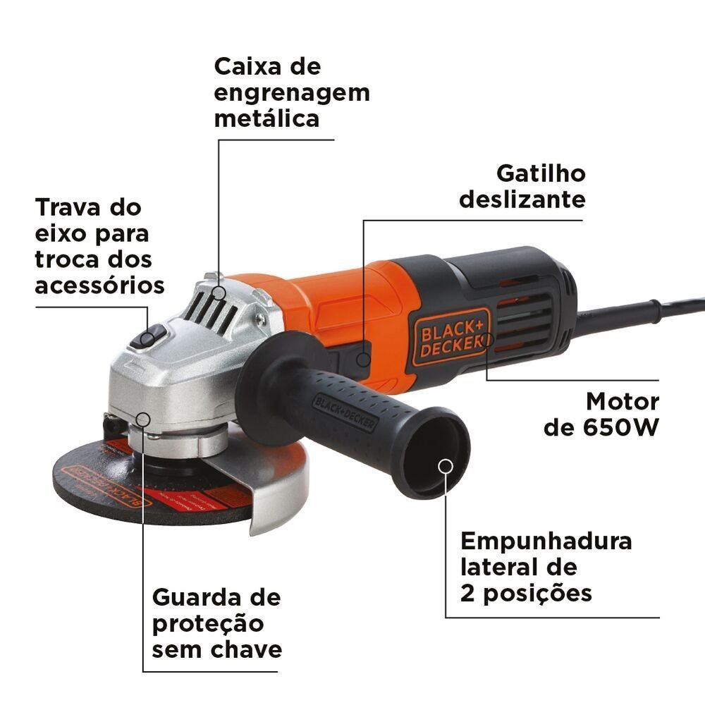 Esmerilhadeira Angular 4.1/2 650W G650 Black And Decker