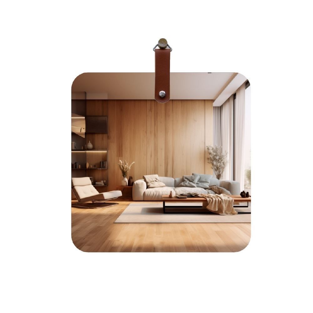 Espelho Quadrado Com Alça Slim Reduna 45 Cm - Caramelo