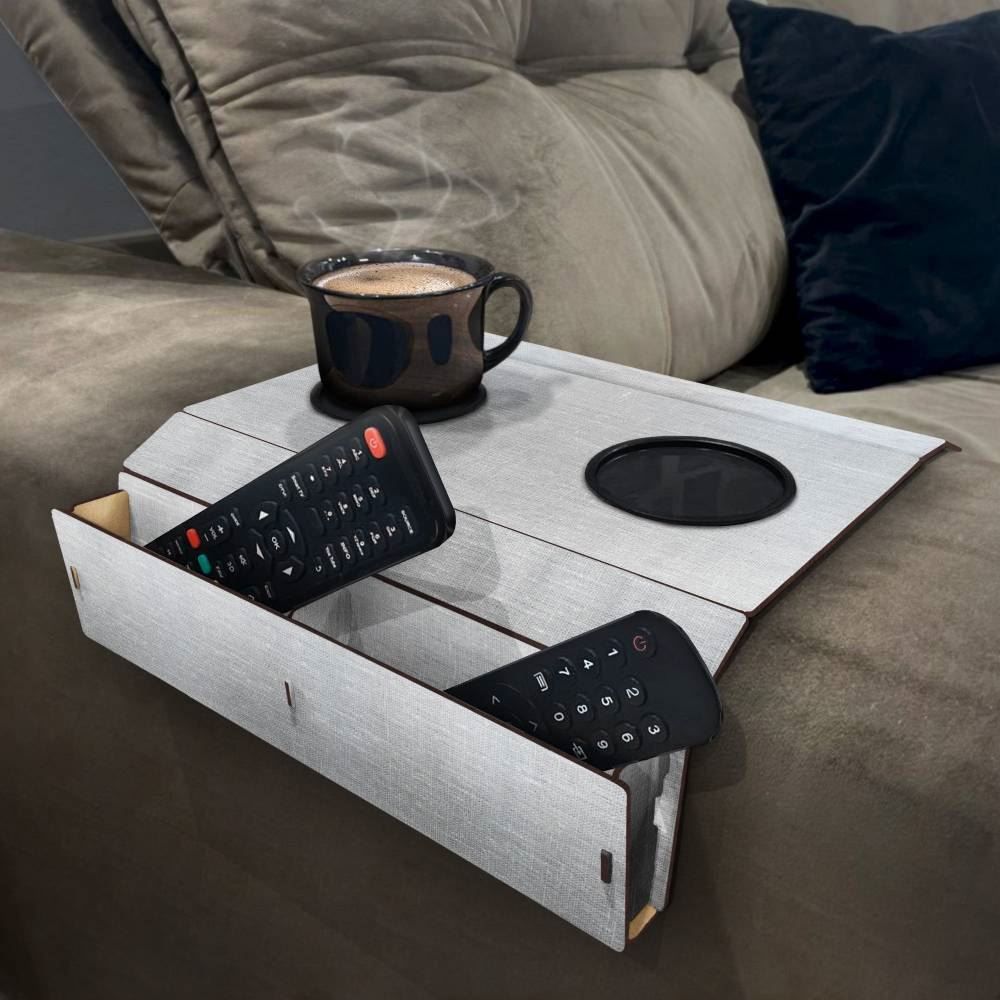 Esteira Flexível Porta Controle Para Sofá Havan Casa - Linho Cinza