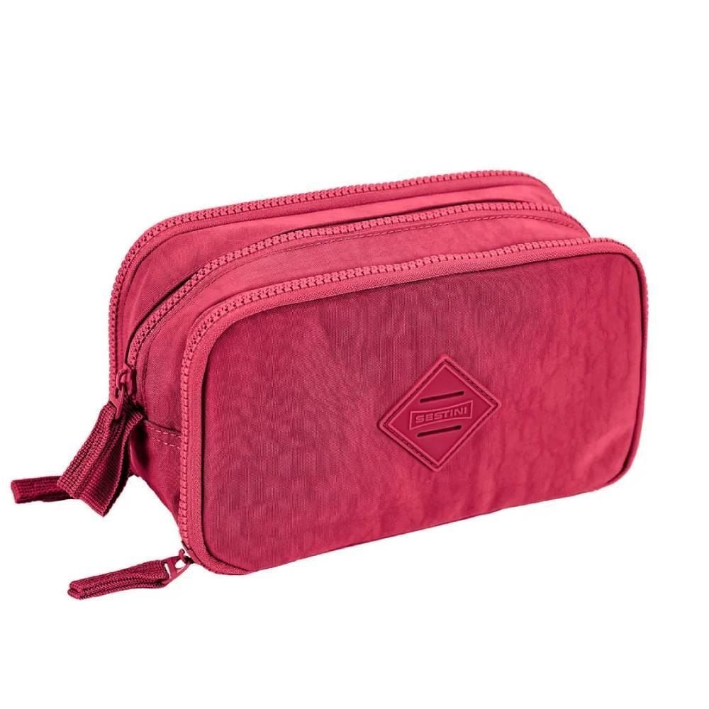 Estojo Box 3 Compartimentos Crinkle Rosa Sestini - 075723-08