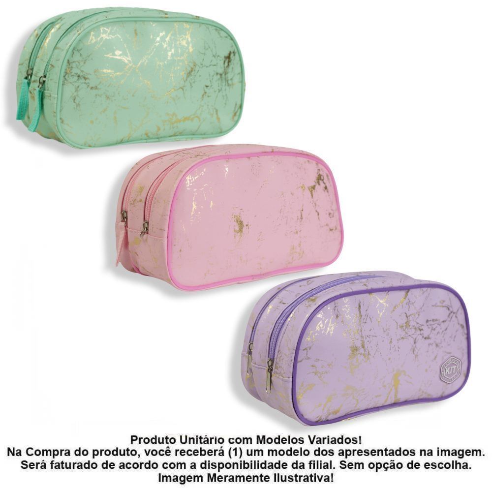 Estojo Duplo Canoa Mármore Kit Style - Sortido