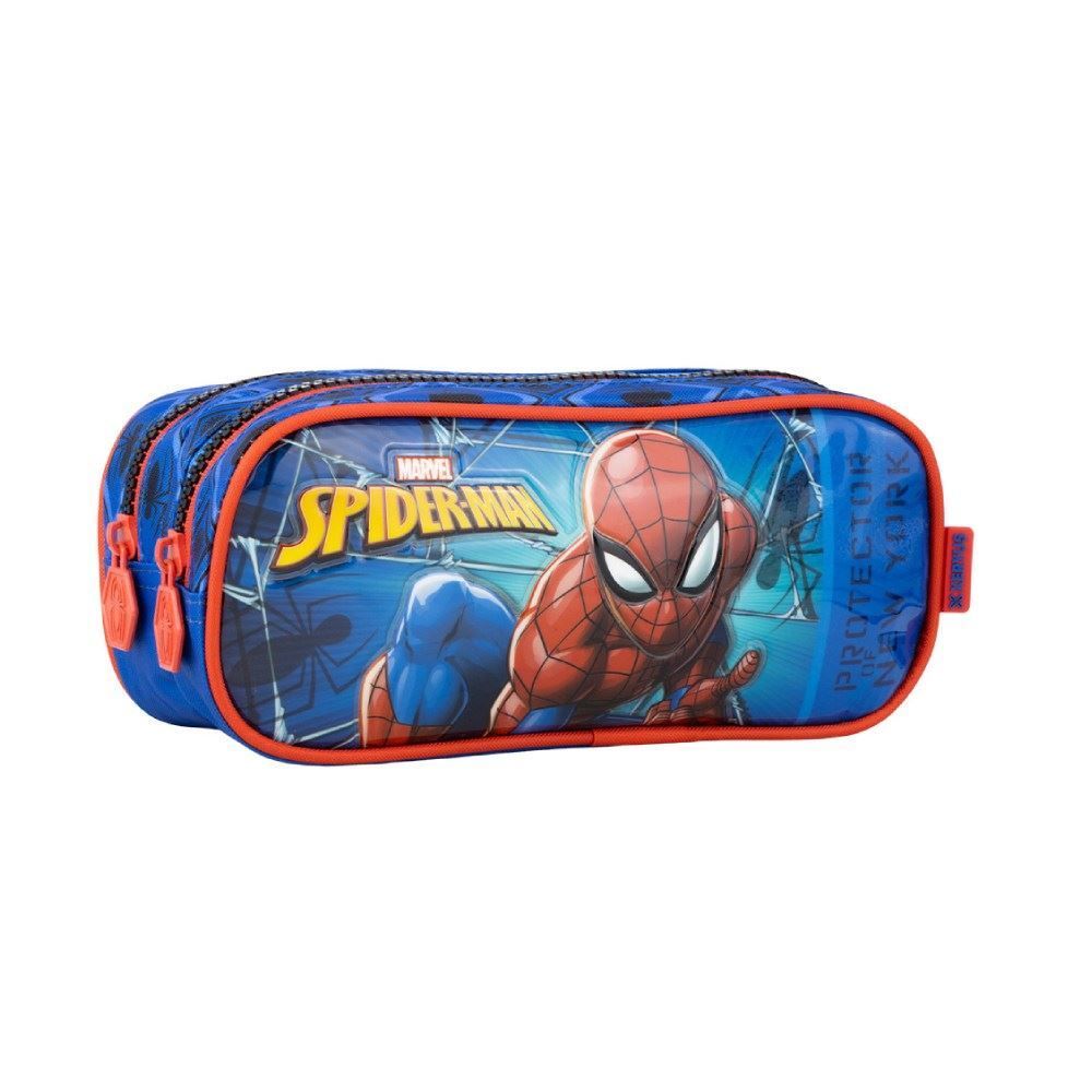 Estojo Duplo Infantil Homem Aranha Xeryus - Azul