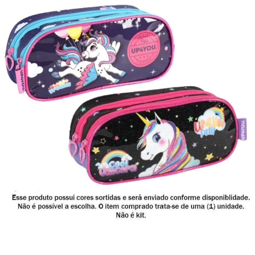 Estojo Duplo Infantil Luxel Unicórnio - Sortido