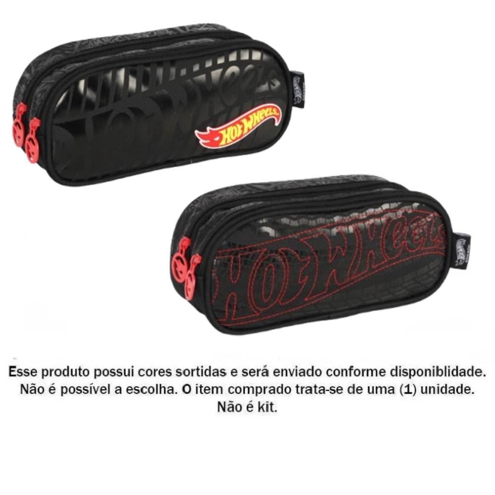 Estojo Duplo Juvenil Luxcel Hot Wheels - Sortido
