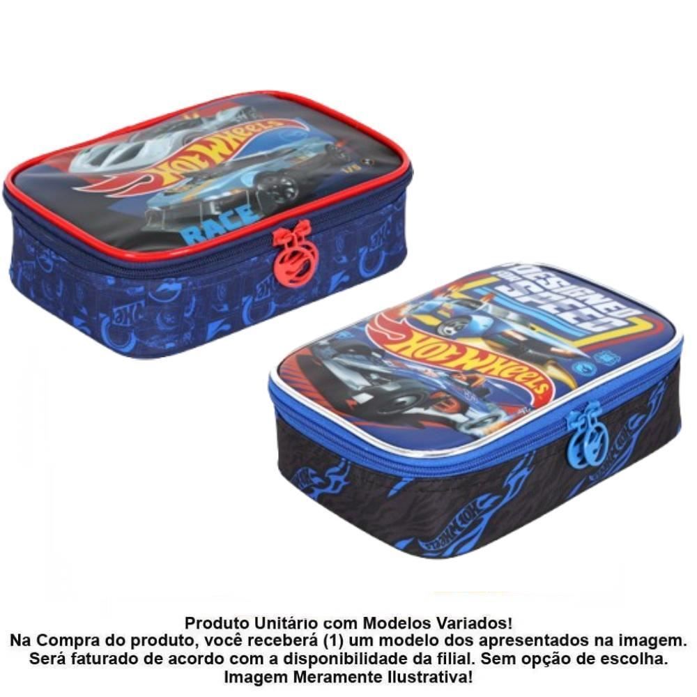 Estojo Retangular Infantil Hot Wheels Luxcel - Sortido