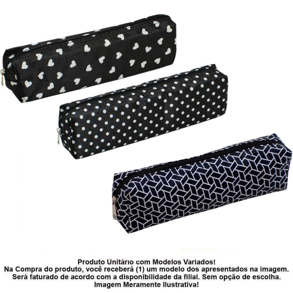 Estojo Simples Juvenil Preto e Branco Kit Style - Sortido