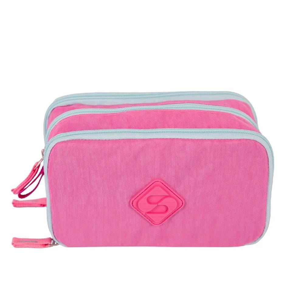 Estojo Triplo Crinkle Double Rosa Sestini - 076156-94