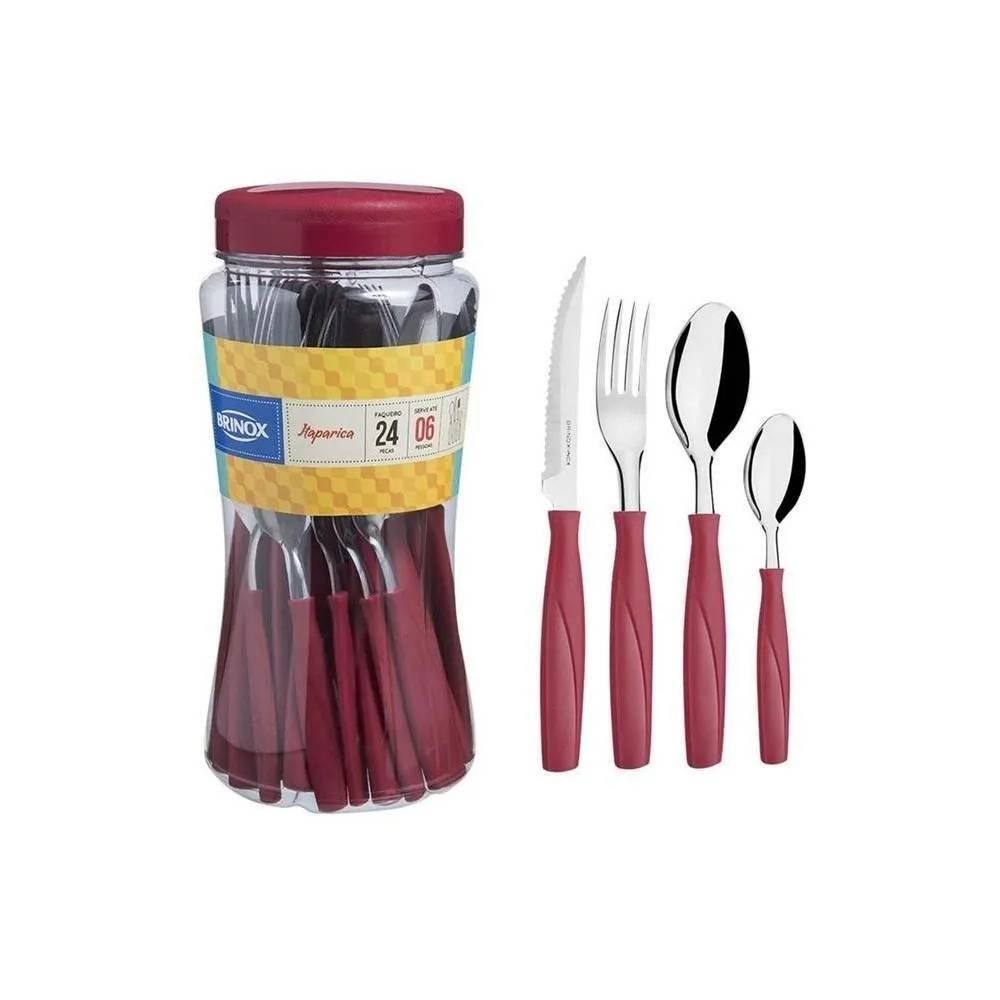 Faqueiro 24 Peças Itaparica Brinox - Vermelho