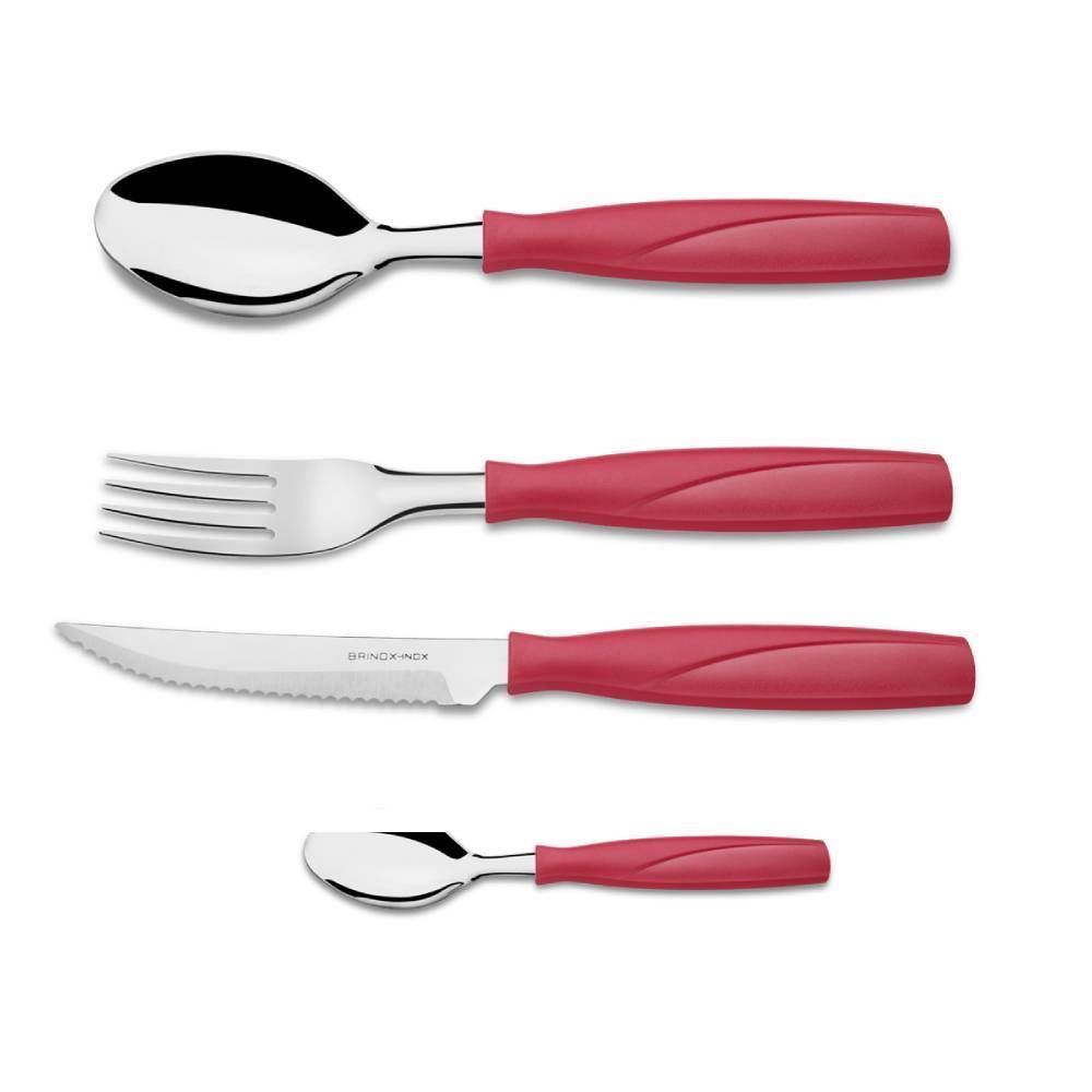 Faqueiro 24 Peças Itaparica Brinox - Vermelho