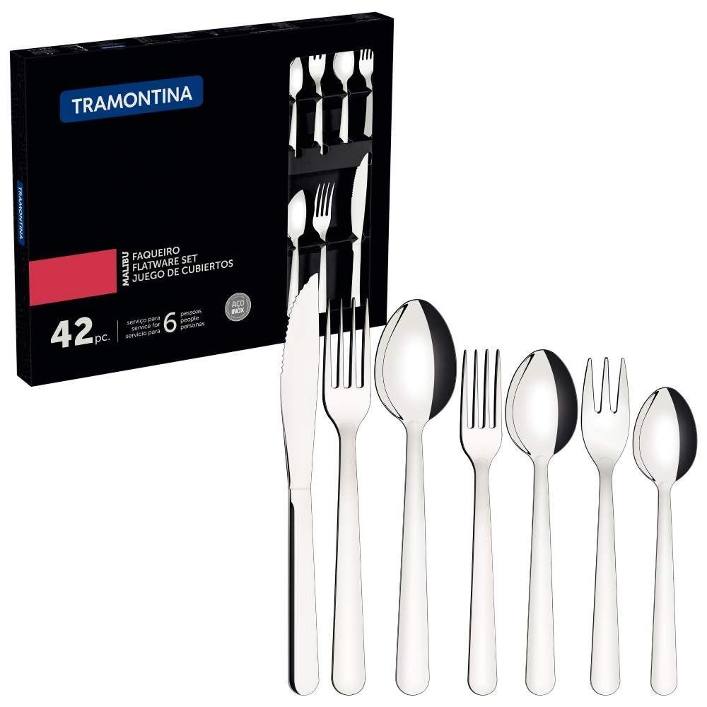 Faqueiro Aço Inox Malibu Tramontina 42 Peças - Prata