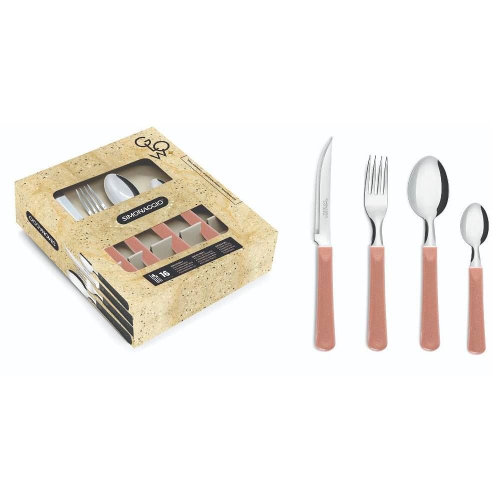 Faqueiro Glow Simonaggio 16 Peças - Coral