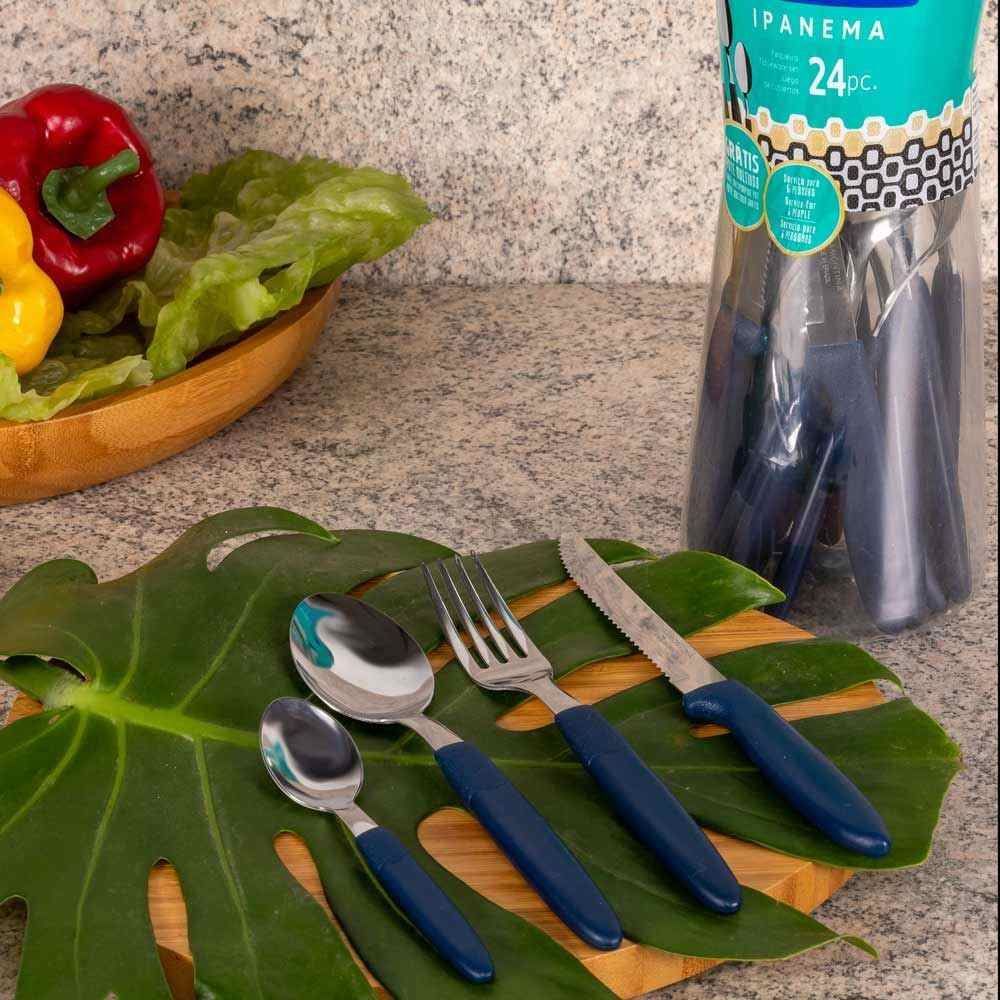 Faqueiro Tramontina Ipanema Lâminas Em Aço Inox 24 Peças - Azul