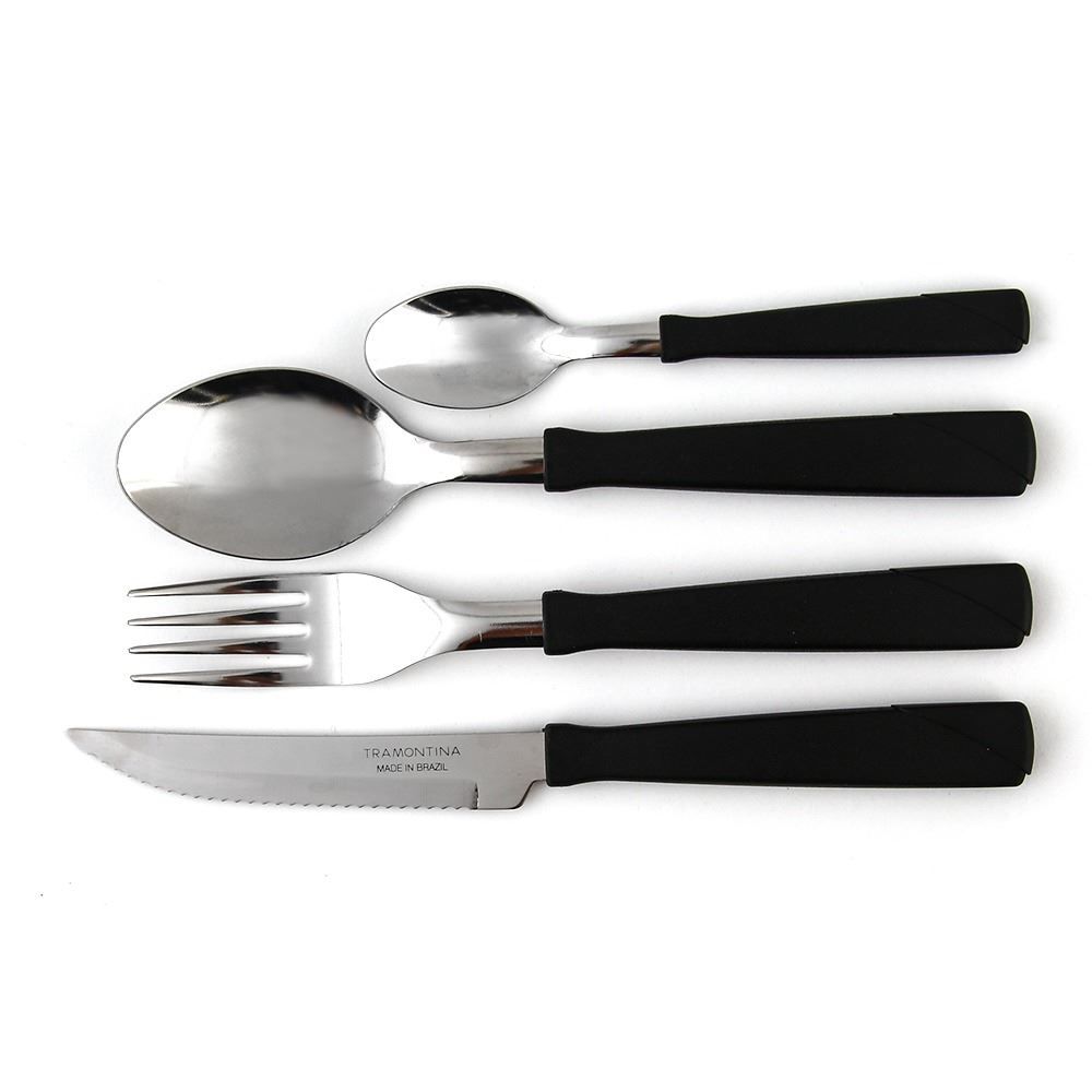 Faqueiro Tramontina New Kolor Aço Inox 24 Peças - Preto