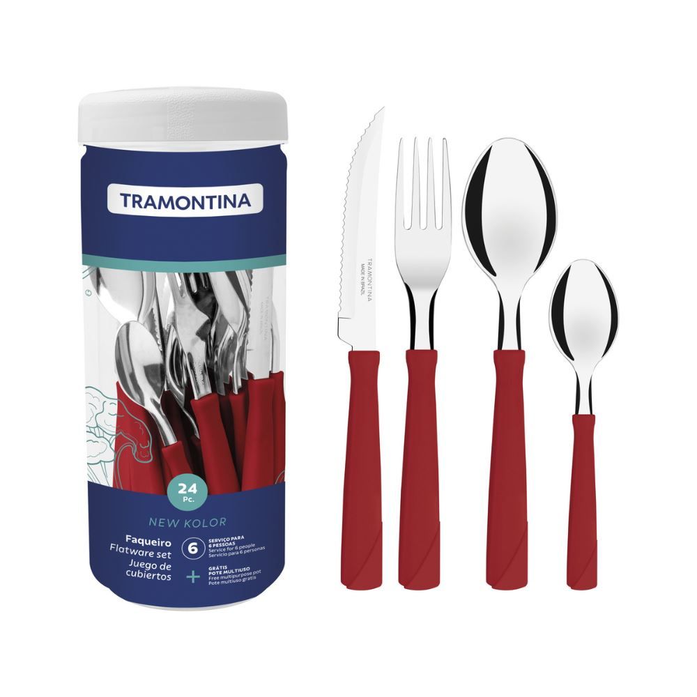 Faqueiro New Kolor Tramontina 24 Peças - Vermelho
