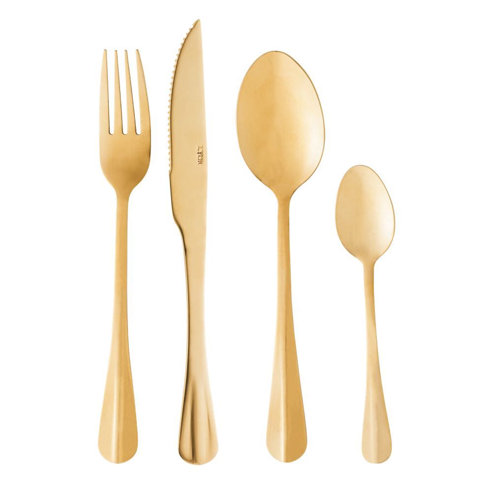 Faqueiro Positano Inox Dourado Lyor 24 Peças