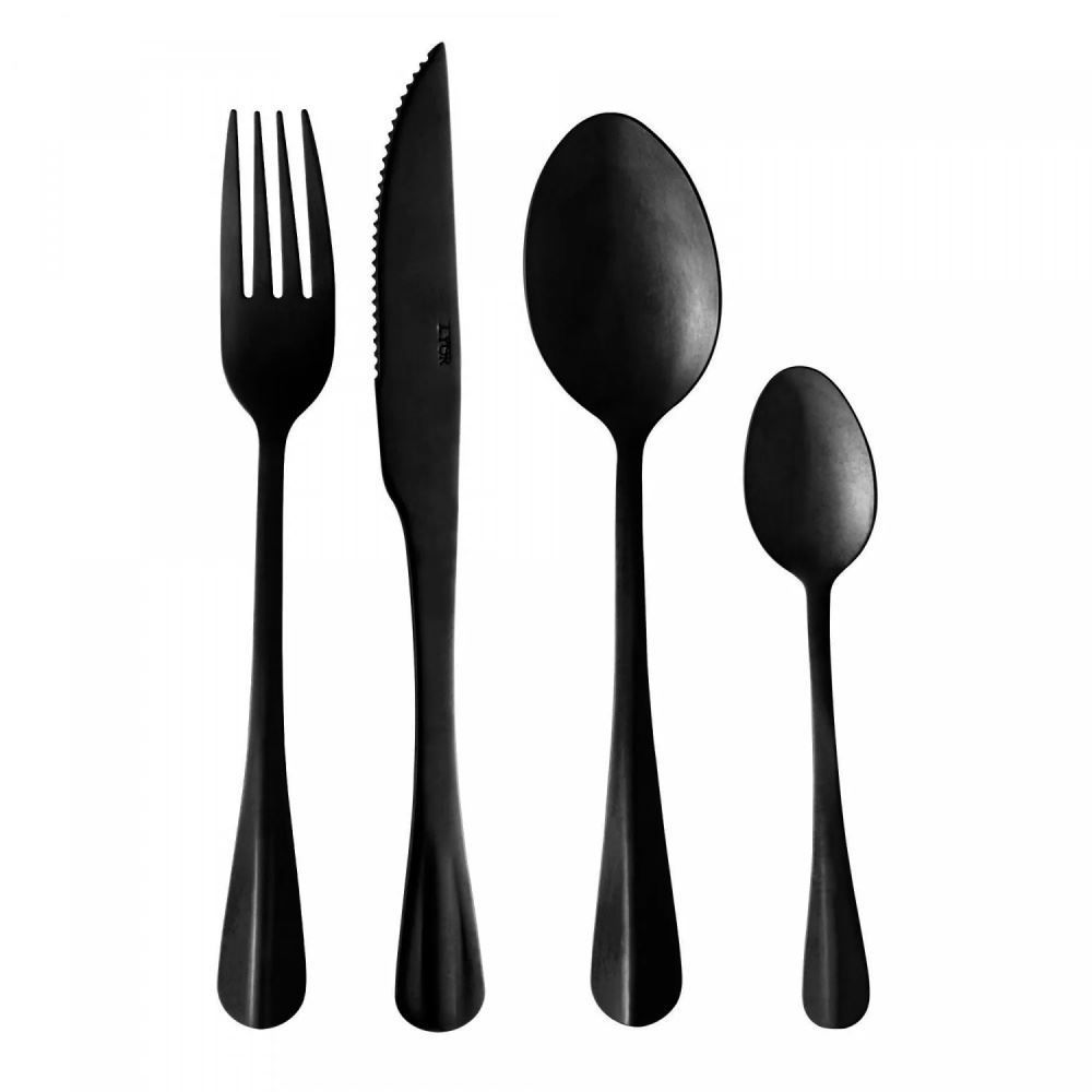 Faqueiro Positano Inox Lyor 24 Peças - Preto