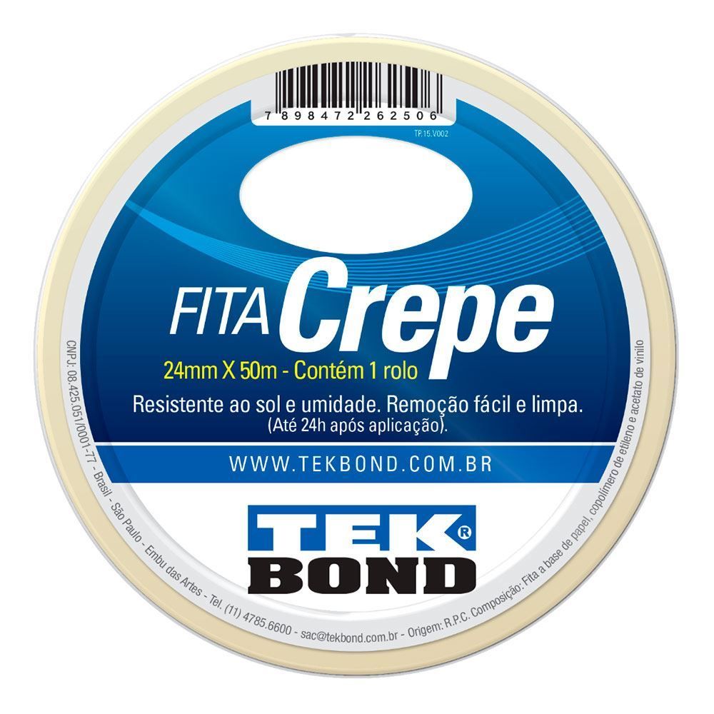 Fita Crepe 24Mm X 50M Tekbond - 1 Rolo