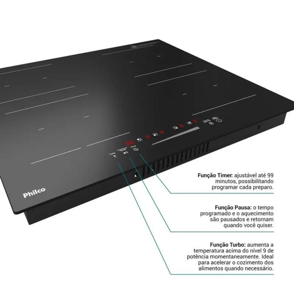 Fogão Cooktop De Indução Philco 4 Bocas Pctq1 - 220V