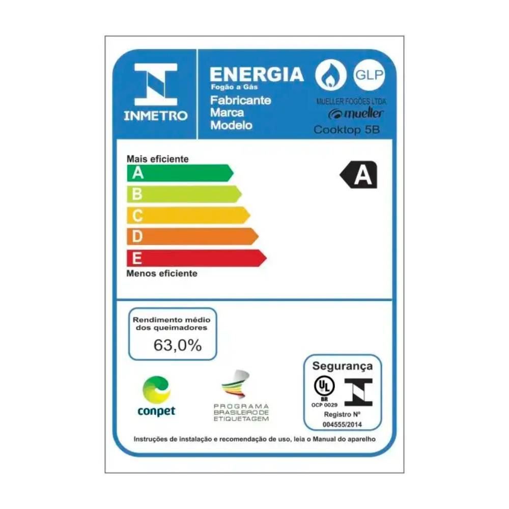 Fogão Cooktop Mueller 5 Bocas Com Tripla Chama - Bivolt