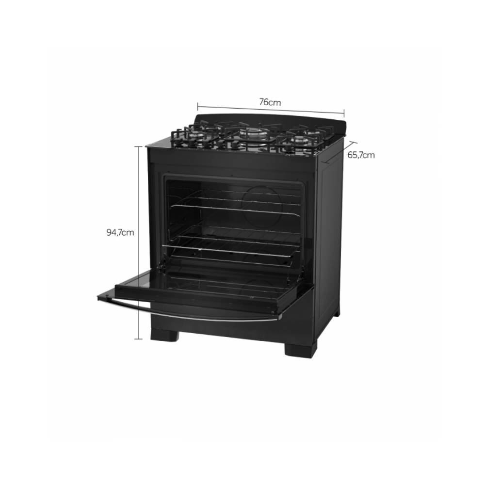 Fogão Dako 5 Bocas Tripla Chama Mesa De Vidro - Bivolt