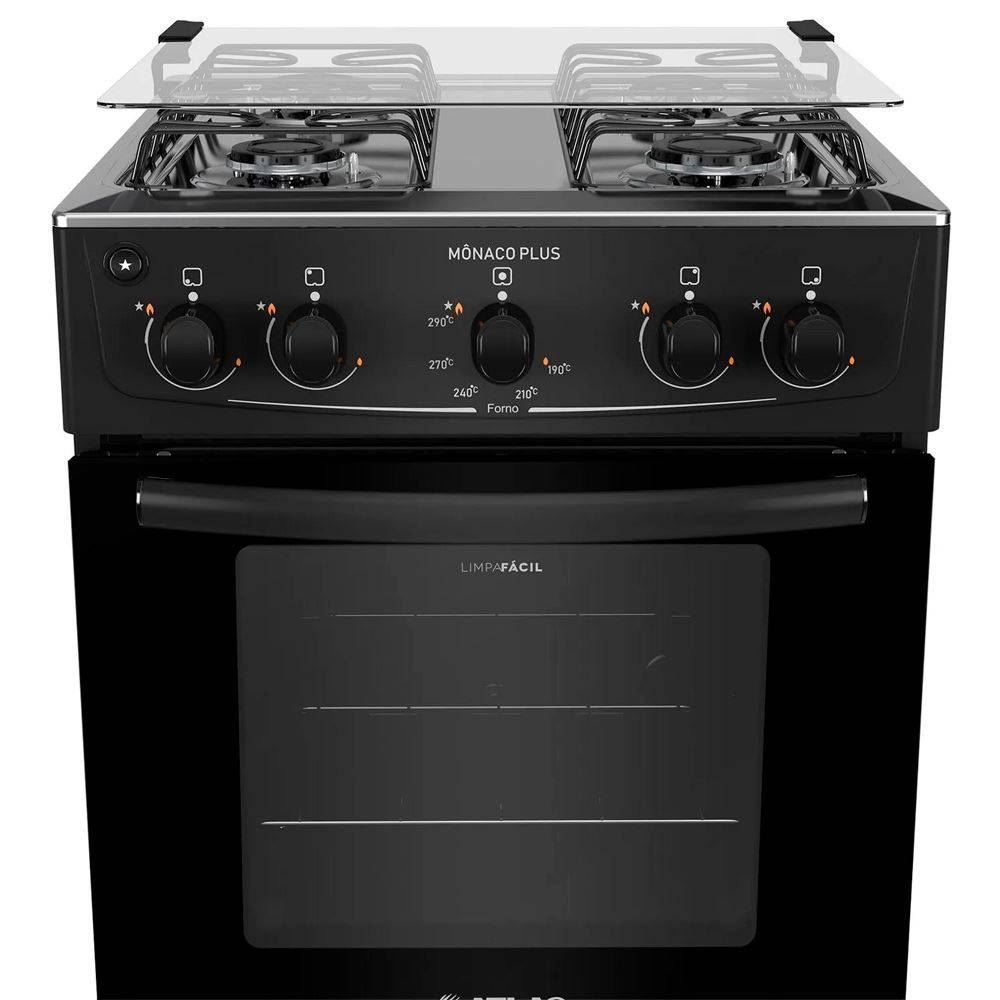 Fogão De Piso 4 Bocas Atlas Mônaco Plus Preto - Bivolt