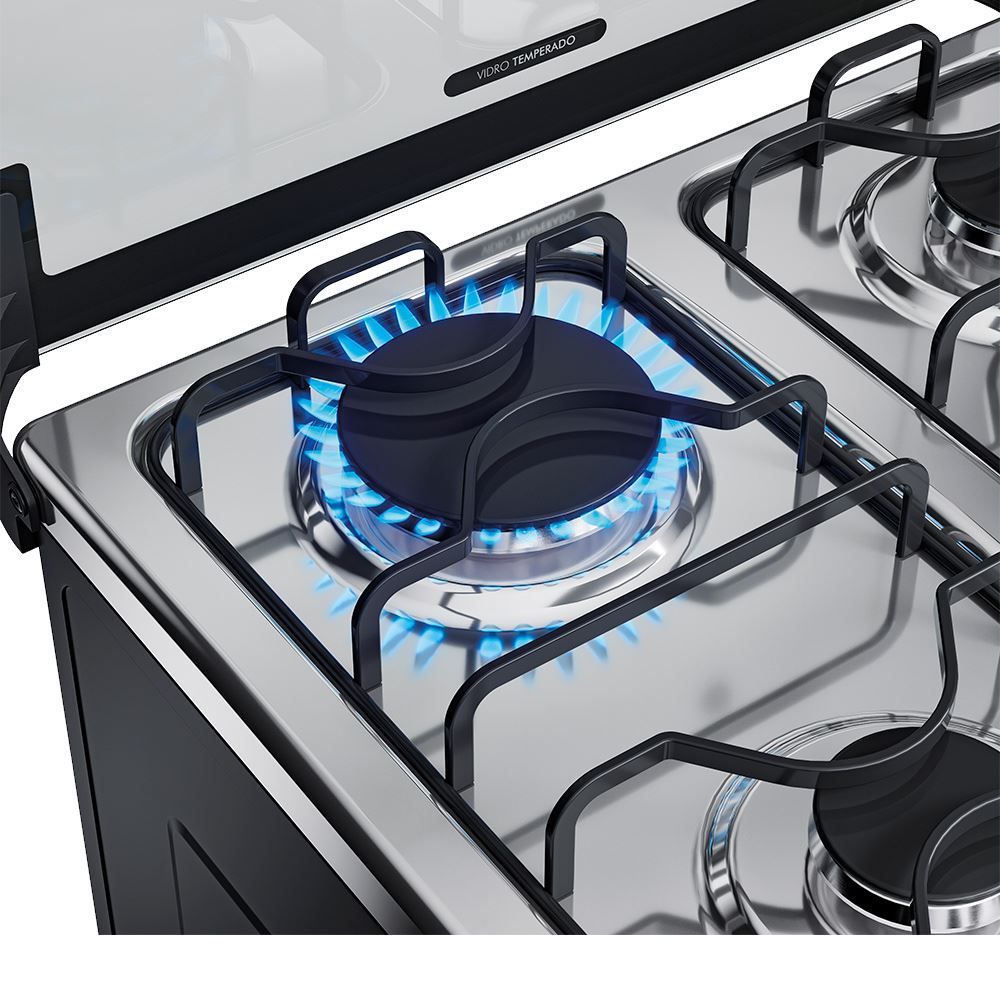 Fogão De Piso 4 Bocas Dako Inox Magister Preto - Bivolt