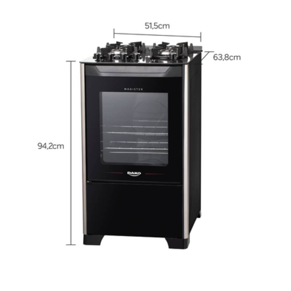 Fogão De Piso 4 Bocas Dako Magister Mesa De Vidro - Bivolt