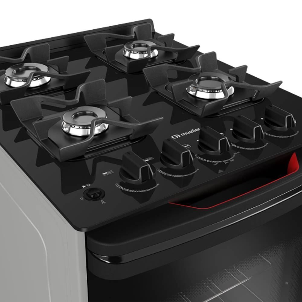 Fogão De Piso 4 Bocas Mueller Mesa De Vidro Mfv4bf - Bivolt
