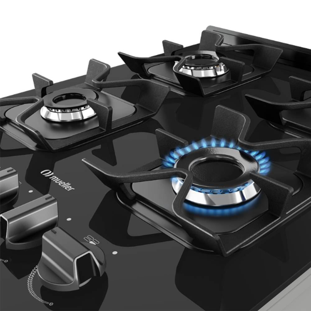 Fogão De Piso 4 Bocas Mueller Mesa De Vidro Mfv4bf - Bivolt
