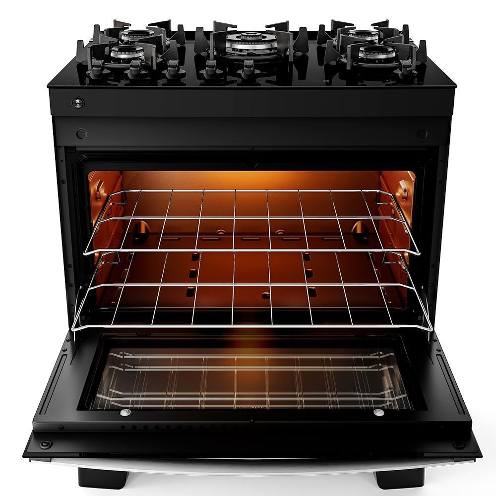 Fogão De Piso 5 Bocas Atlas Agile Glass Up Preto - Bivolt