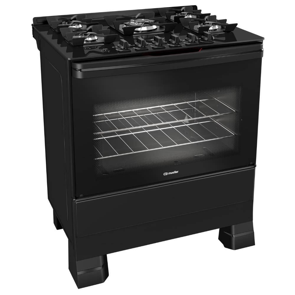 Fogão De Piso 5 Bocas Mueller Tripla Chama Preto Mfv5bf - Bivolt