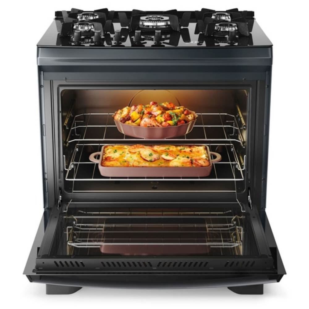 Fogão De Piso 5 Bocas Titanium Supreme Timer Glass Dako - Bivolt