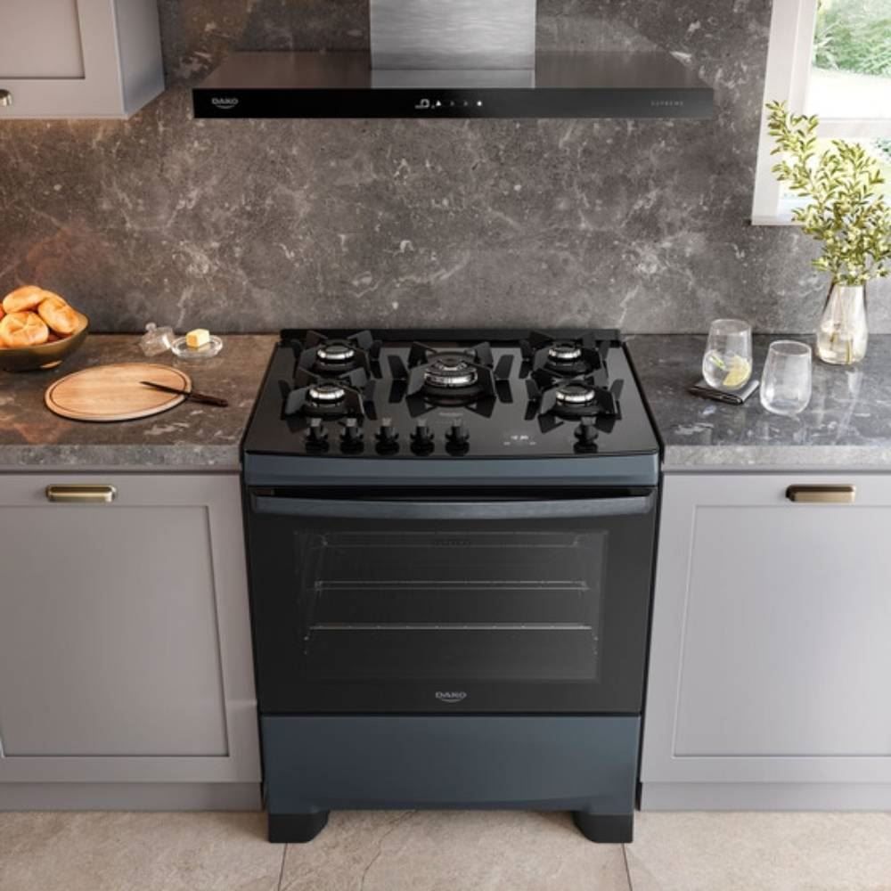 Fogão De Piso 5 Bocas Titanium Supreme Timer Glass Dako - Bivolt