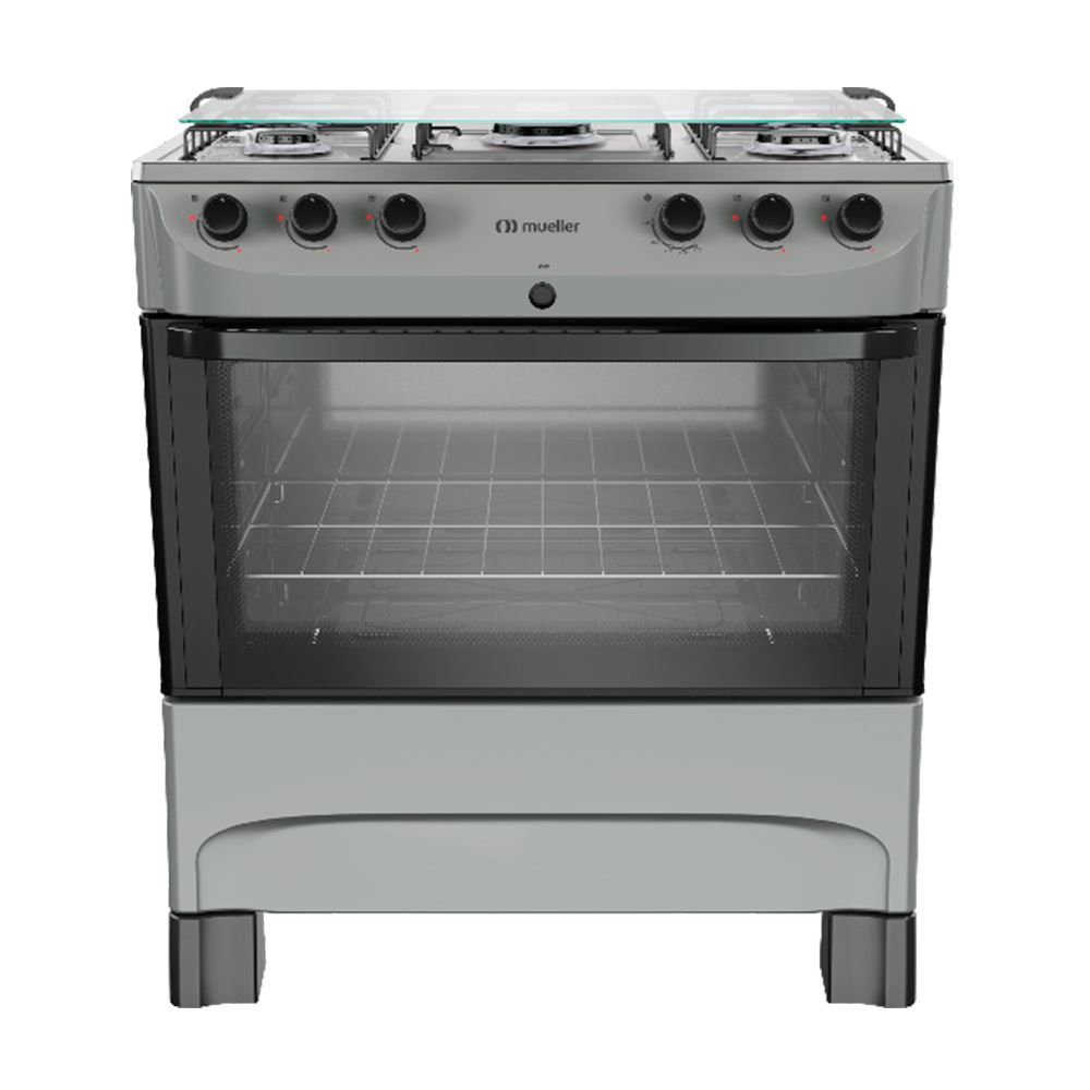 Fogão De Piso Mueller Titânio Com 5 Bocas Mesa Aço Inox Mfi5bb - Bivolt