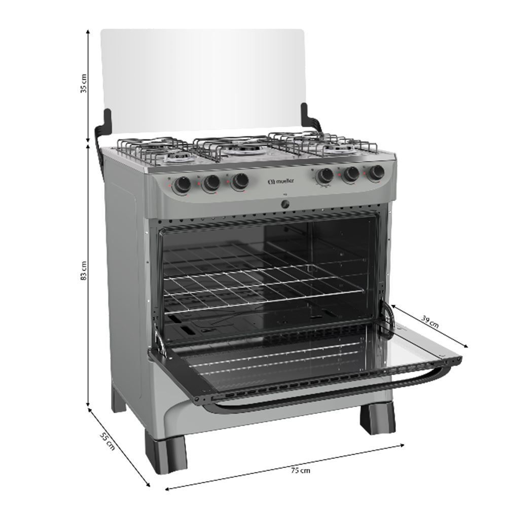 Fogão De Piso Mueller Titânio Com 5 Bocas Mesa Aço Inox Mfi5bb - Bivolt