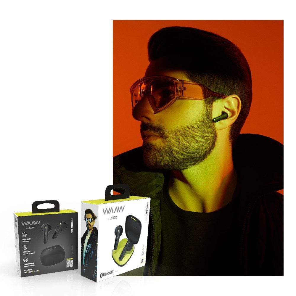 Fone De Ouvido Bluetooth Mob 200E Waaw By Alok - Preto