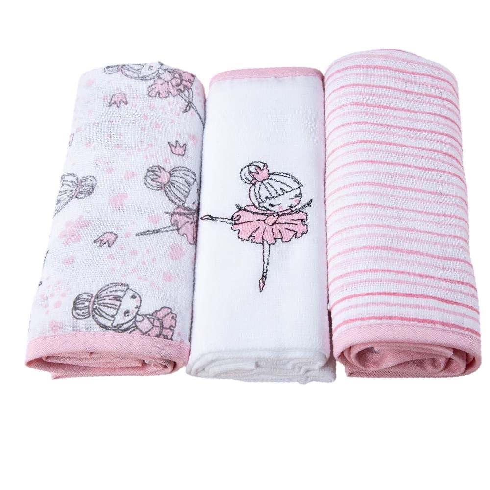 Fralda Estampada Com 3 Peças Havan Baby - Bailarina Rosa