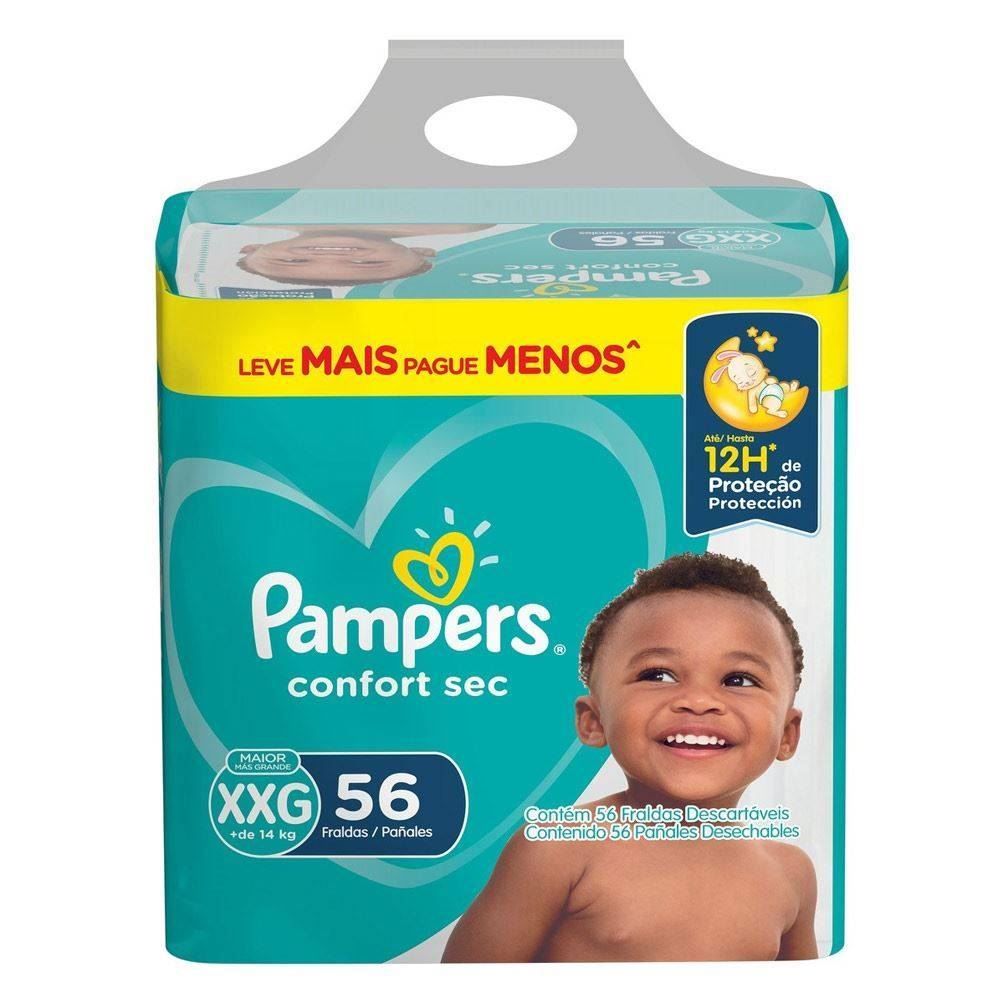 Fralda Pampers Confort Sec Fortbag Tamanho Xxg +14Kg - 56 unidades